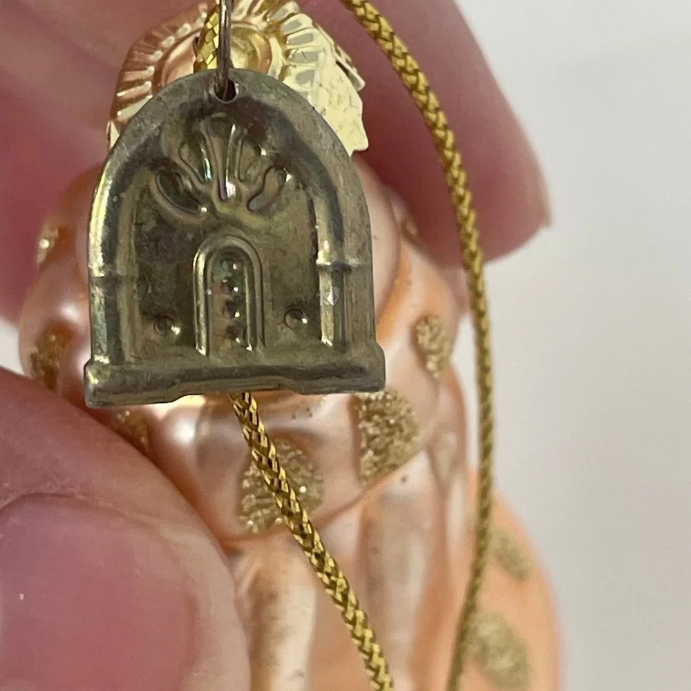 Thomas Pacconi Classics Pink Mercury Glass Bell Christmas Ornament Gold Glitter